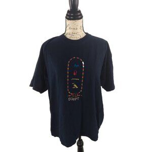 Vtg 3M for Egyptian Ancient Egyptian Hieroglyphics symbols XL blue Black Tshirt
